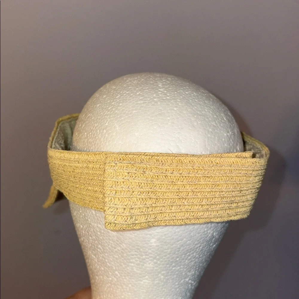 Scala Colleczione Woven Tan Gold Metallic Visor Hat OS